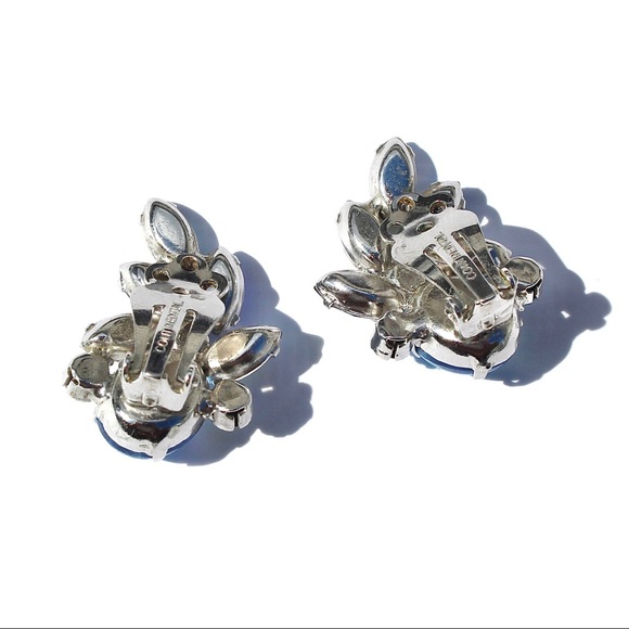 Vintage Continental Aurora Borealis Clip Earrings - Picture 3 of 5